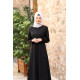Nisa Fermuarlı Ferace-Siyah