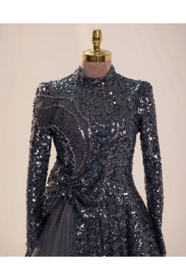 Bukle Abiye Antrasit