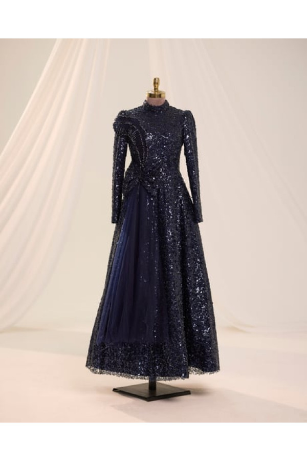 Bukle Abiye Lacivert