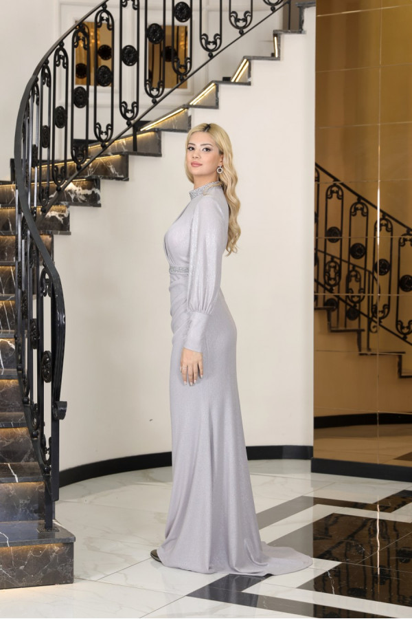Hürrem Taşlı Abiye Gri Hürrem Taşlı Abiye Gri