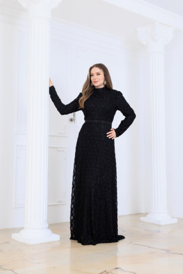 Lina Tesettür Abiye Elbise Siyah