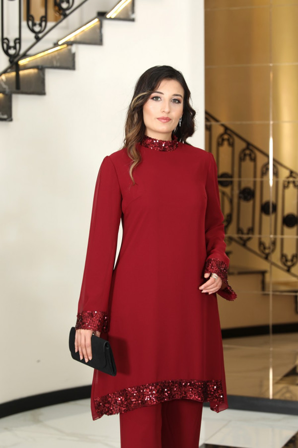 Umay Şifon Takım Bordo