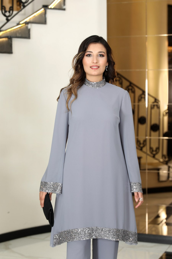 Umay Şifon Takım Gri