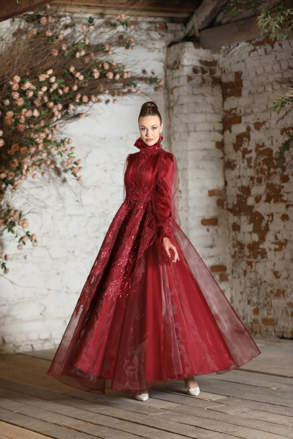 Calikusu Evening Dress - Claret Red