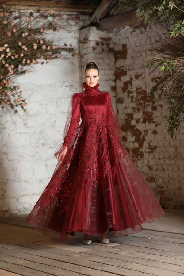 Calikusu Evening Dress - Claret Red
