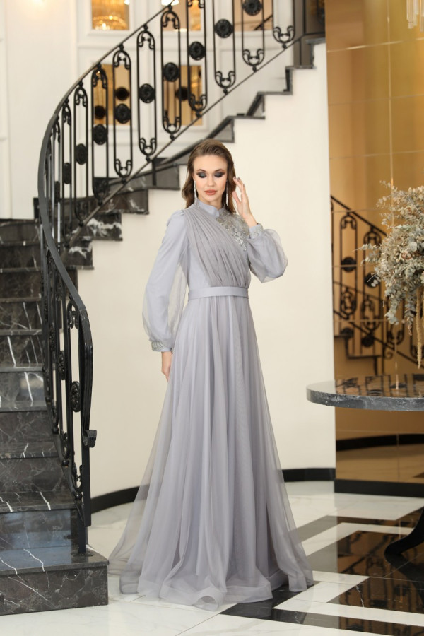 Sude Evening Dress - Grey Sude Evening Dress - Grey