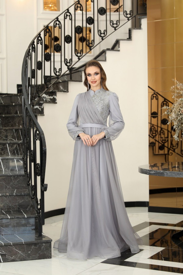 Sude Evening Dress - Grey Sude Evening Dress - Grey