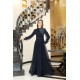 Sude Evening Dress - Dark Blue Sude Evening Dress - Dark Blue
