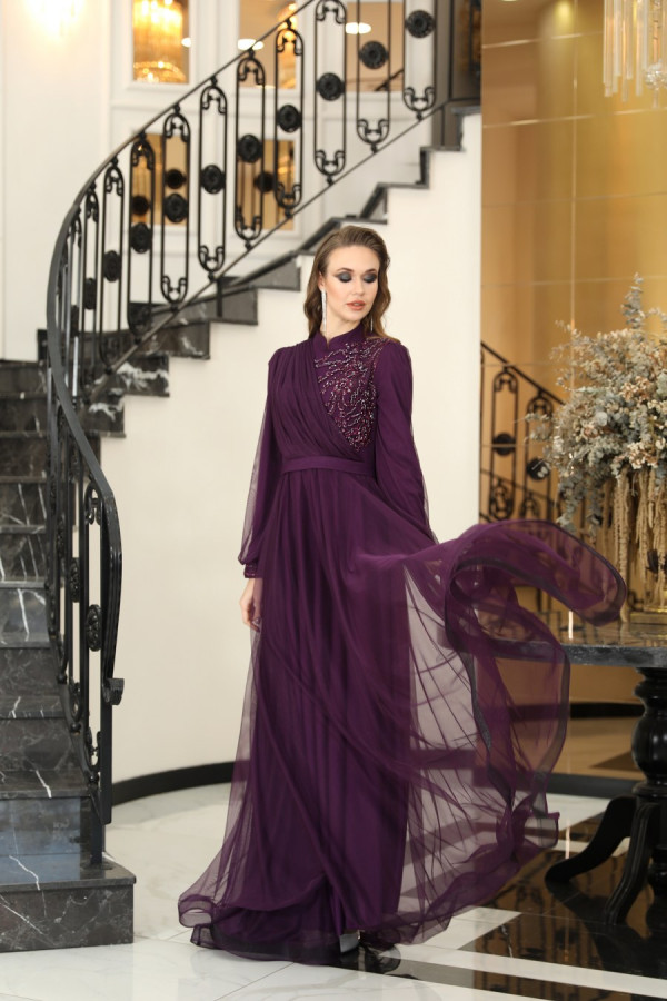Sude Evening Dress - Purple