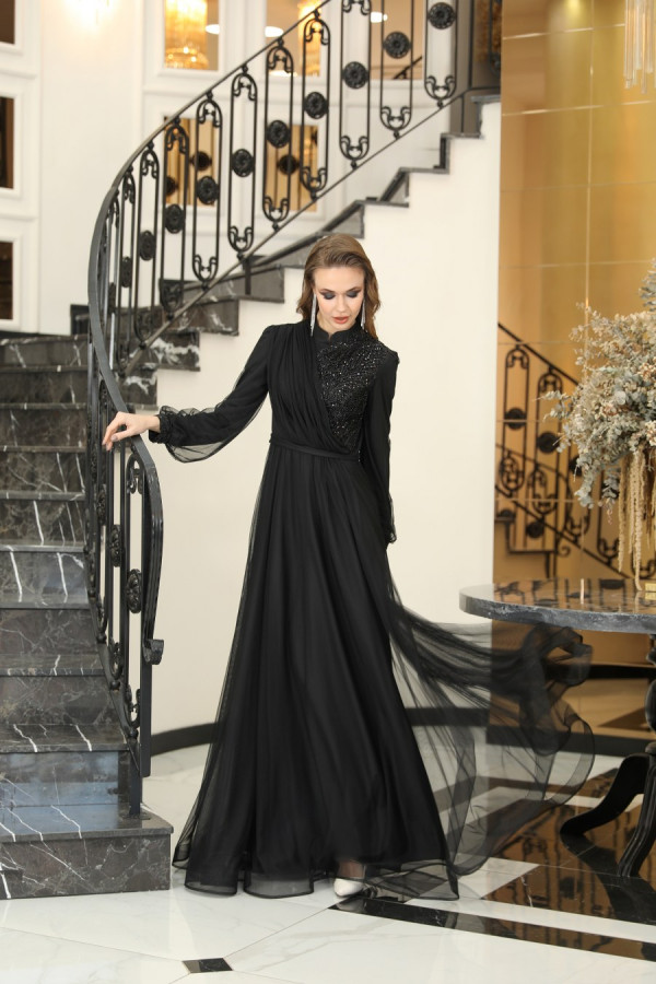 Sude Evening Dress - Black