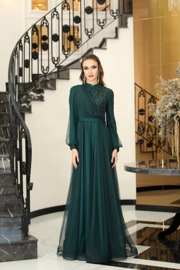 Sude Evening Dress - Emerald