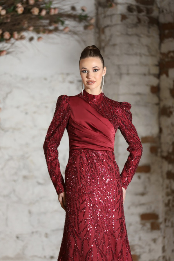 Sinem Evening Dress - Claret Red Sinem Evening Dress - Claret Red