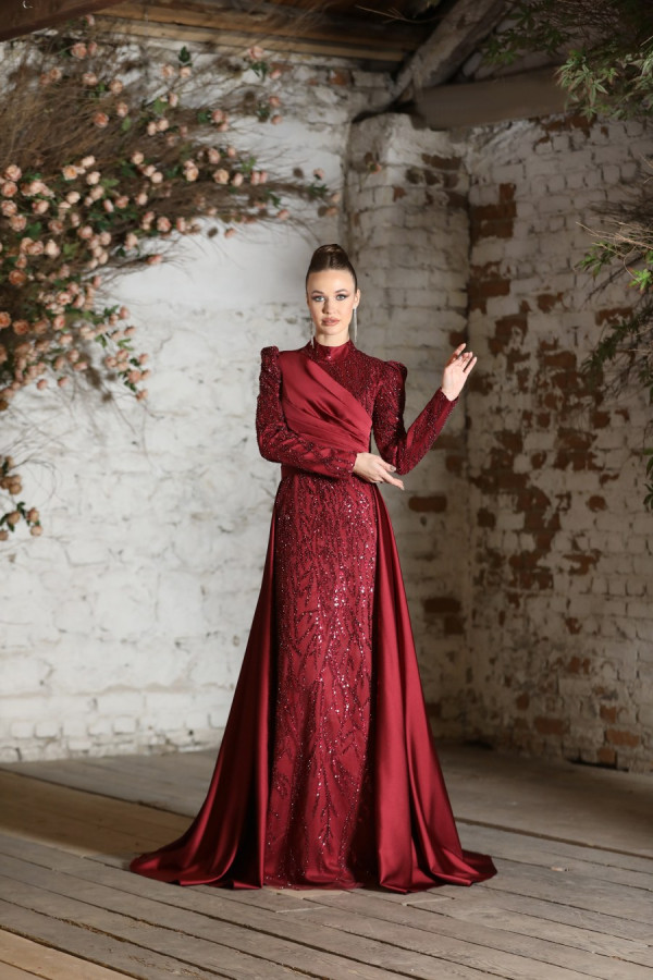 Sinem Evening Dress - Claret Red Sinem Evening Dress - Claret Red