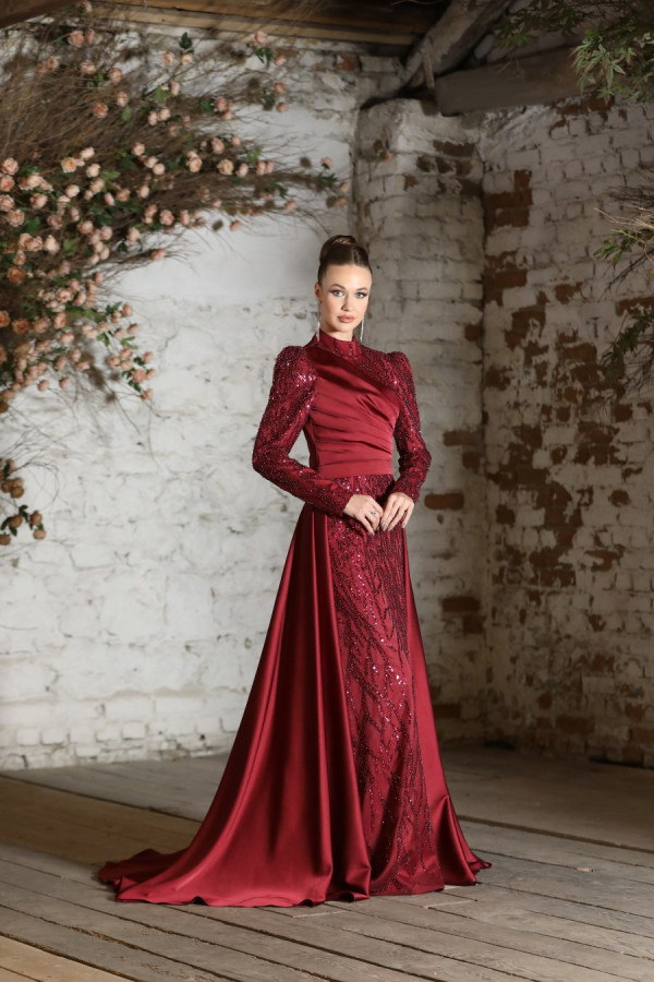 Sinem Evening Dress - Claret Red Sinem Evening Dress - Claret Red