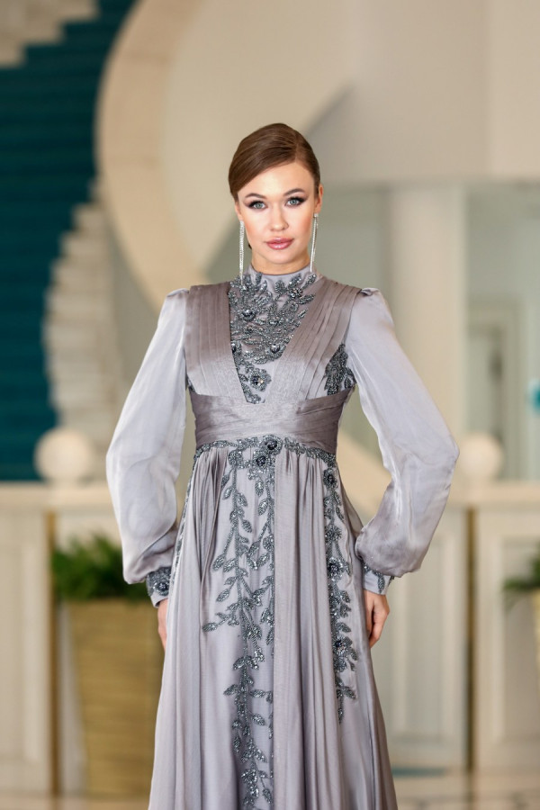 Seyran Evening Dress - Grey