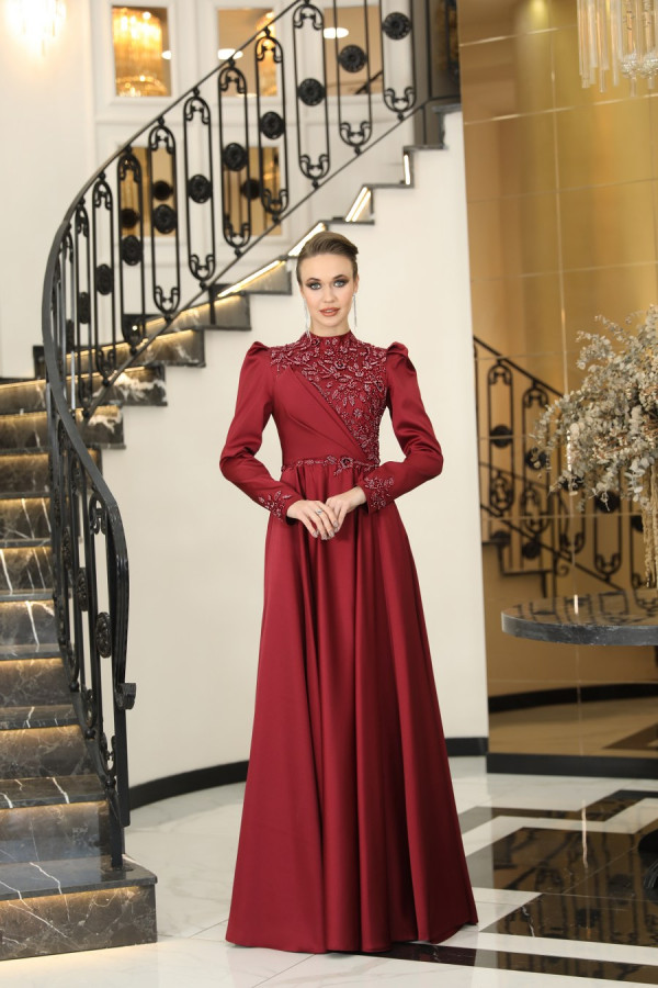 Nilufer Evening Dress - Claret Red