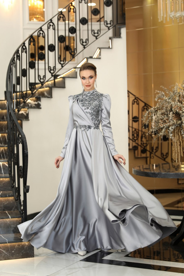 Nilufer Evening Dress - Grey