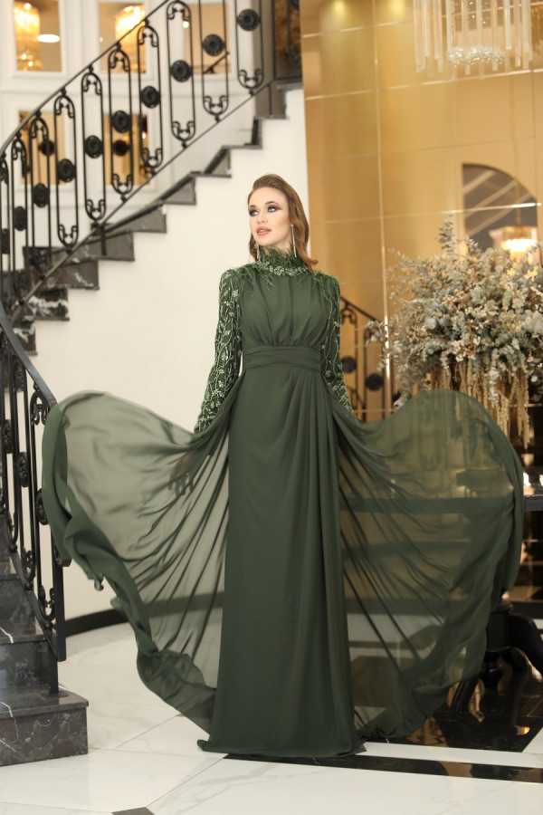 Elif Evening Dress - Khaki