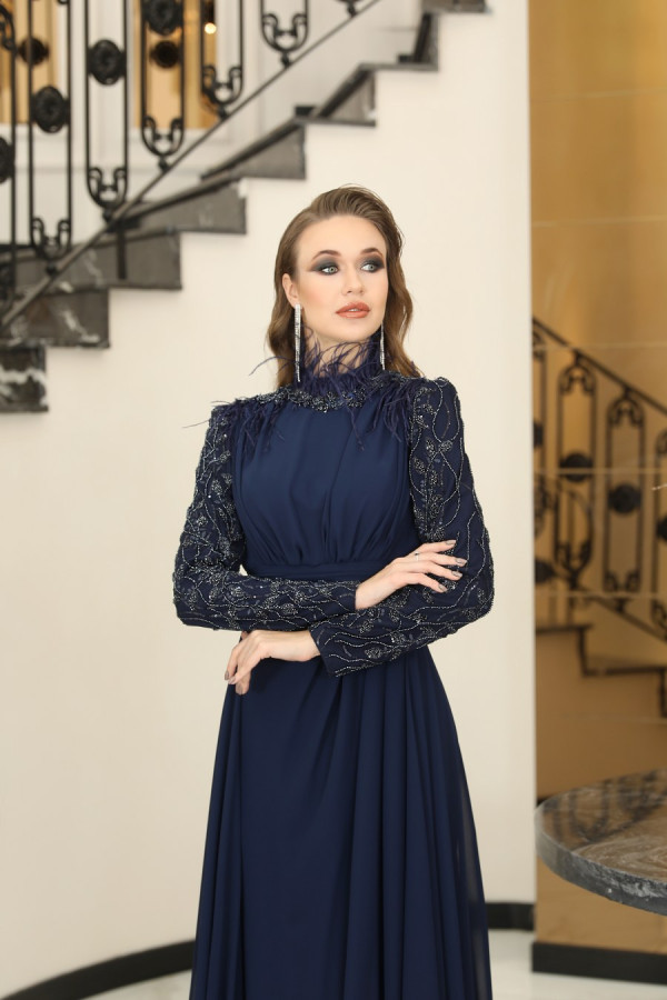 Elif Evening Dress - Dark Blue