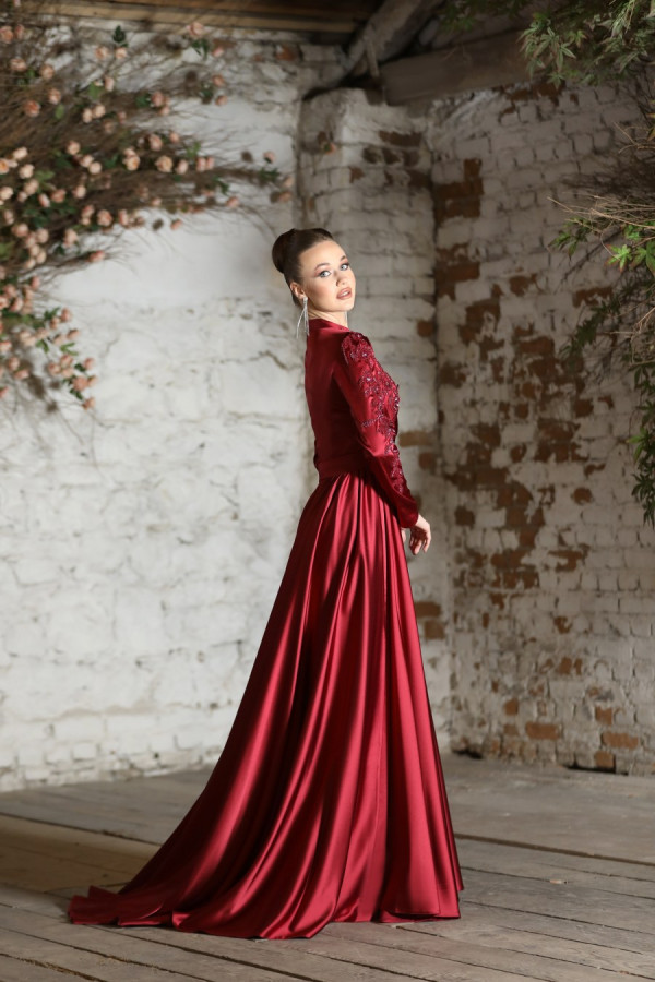 Mahidevran Evening Dress - Claret Red