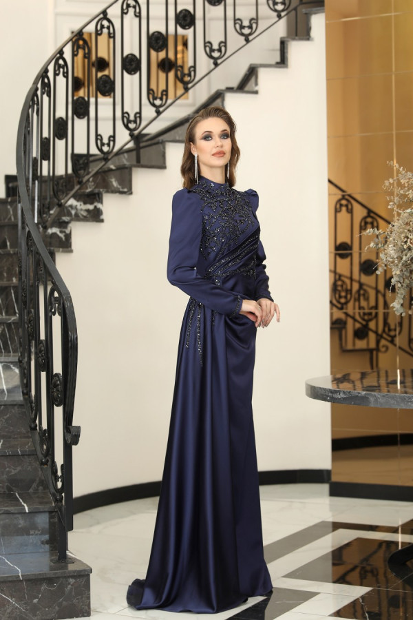 Asilay Evening Dress - Dark Blue