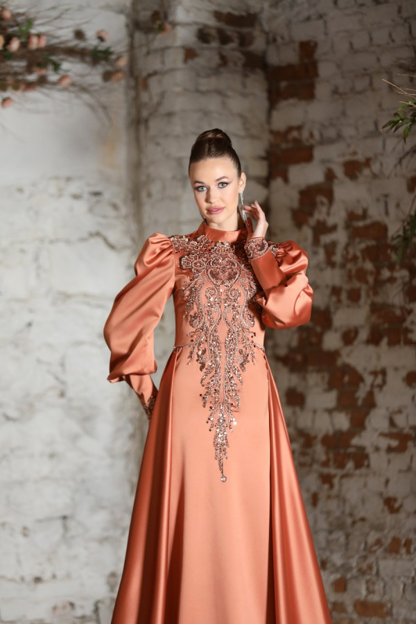 Ceren Evening Dress - Copper