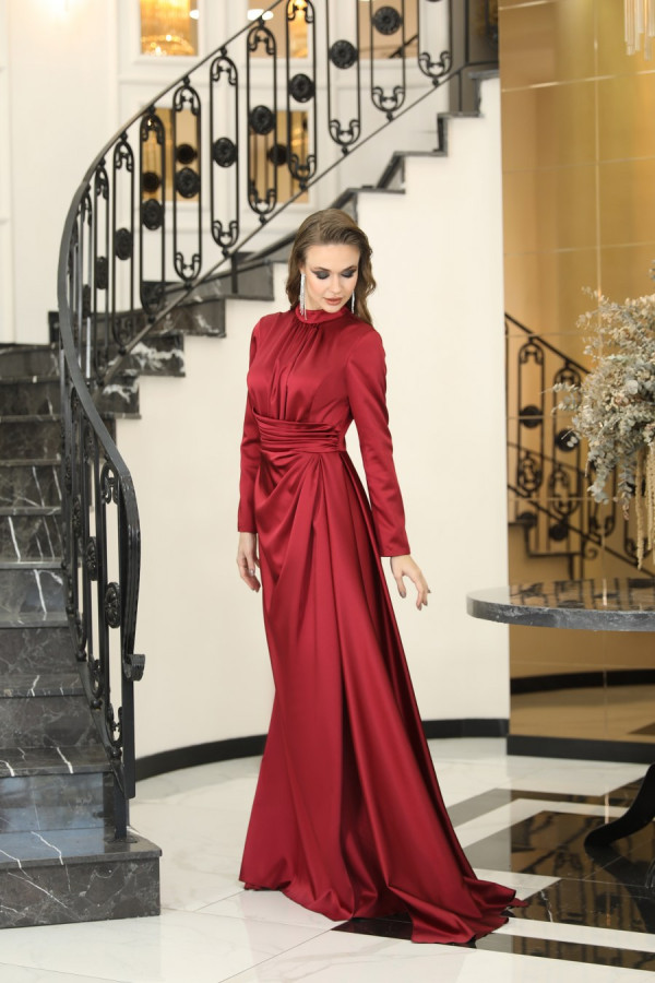 Alya Evening Dress - Claret Red