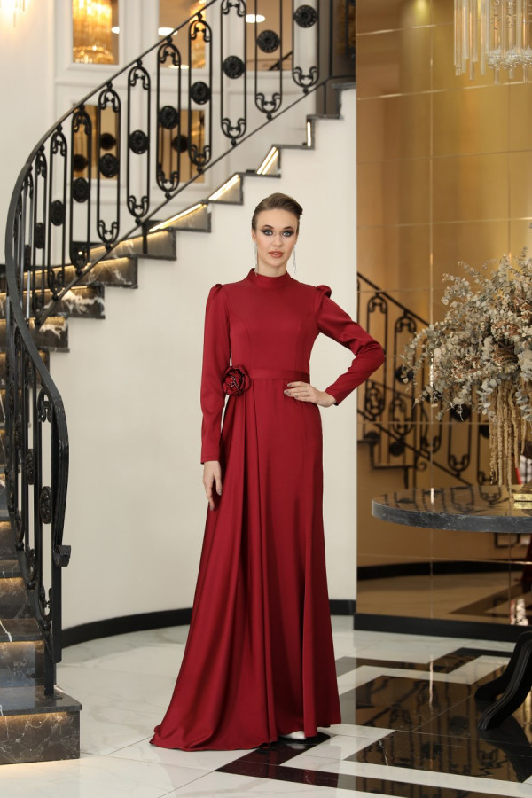 Yesim Evening Dress - Claret Red