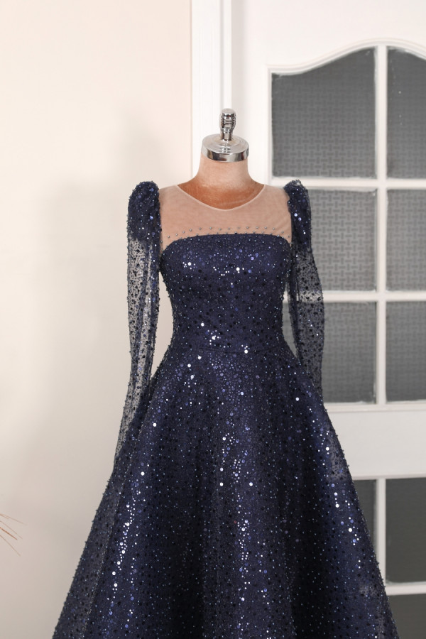 Diamond Evening Dress - Dark Blue
