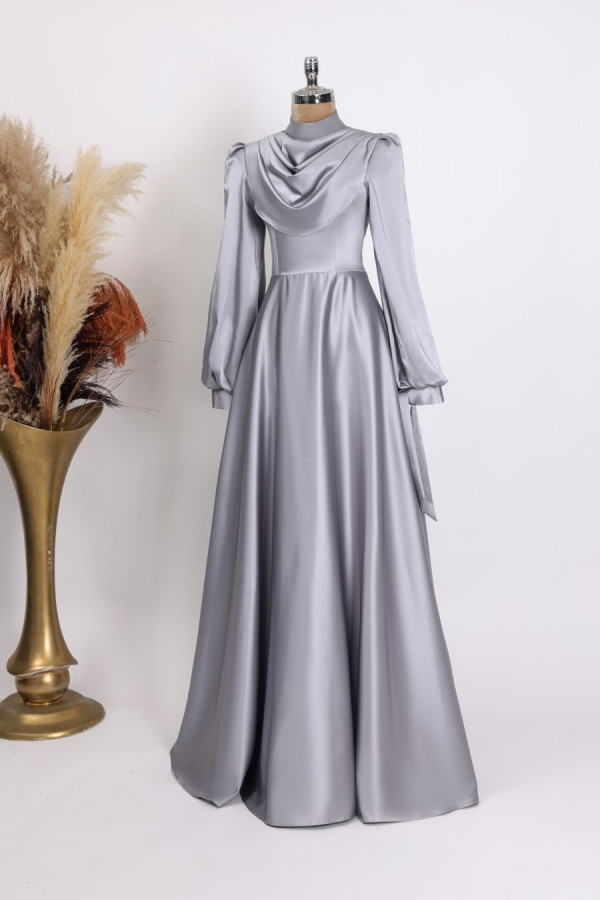 Zehra Tesettür Abiye - Gri Zehra Tesettür Abiye - Gri