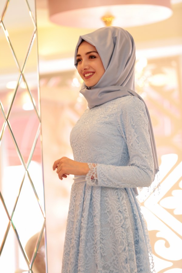 Rana Dantel Elbise Mavi