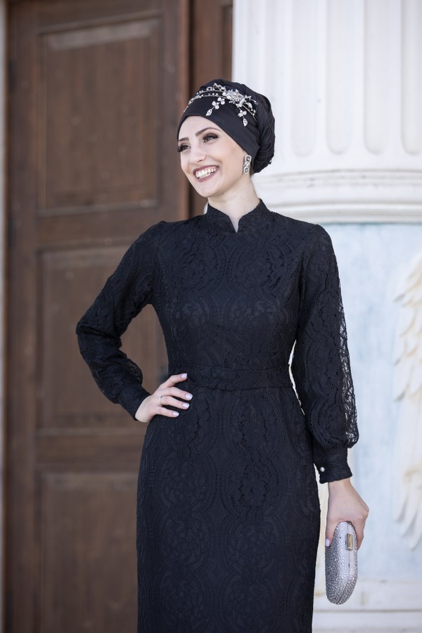 Ahu Dantel Elbise Siyah Ahu Dantel Elbise Siyah