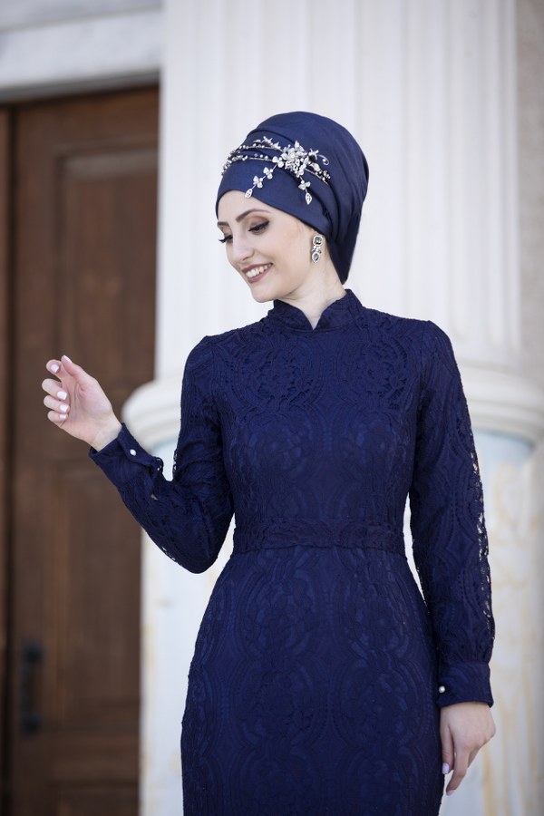 Ahu Dantel Elbise Lacivert Ahu Dantel Elbise Lacivert