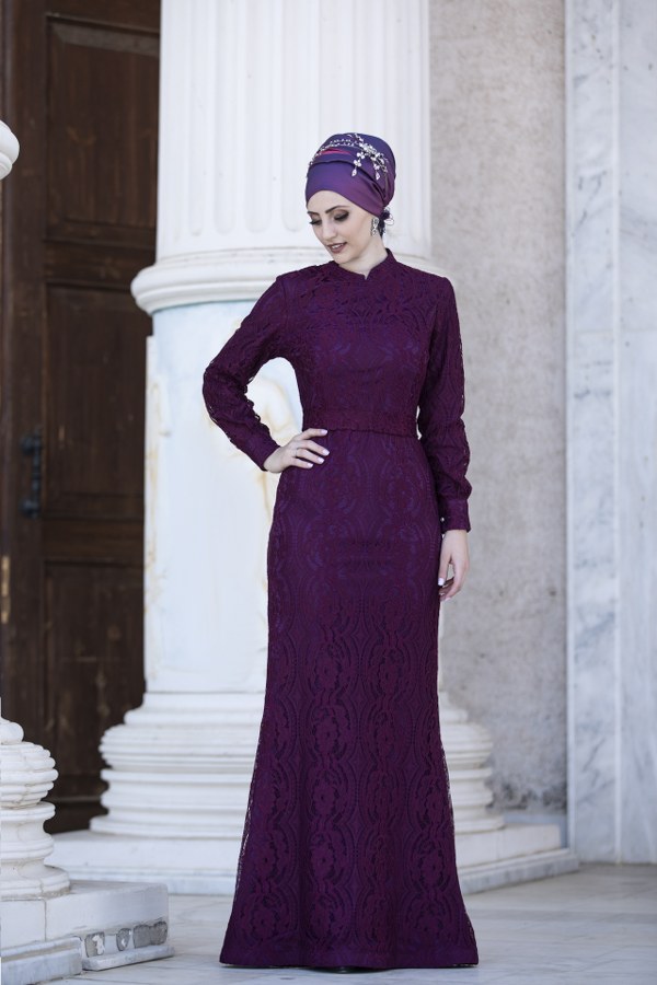 Ahu Dantel Elbise Mürdüm