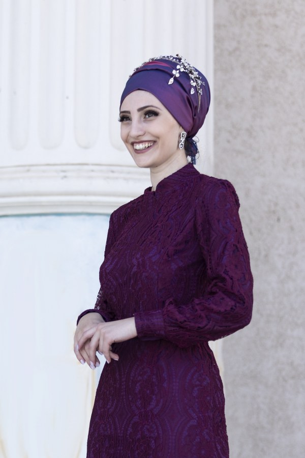 Ahu Dantel Elbise Mürdüm