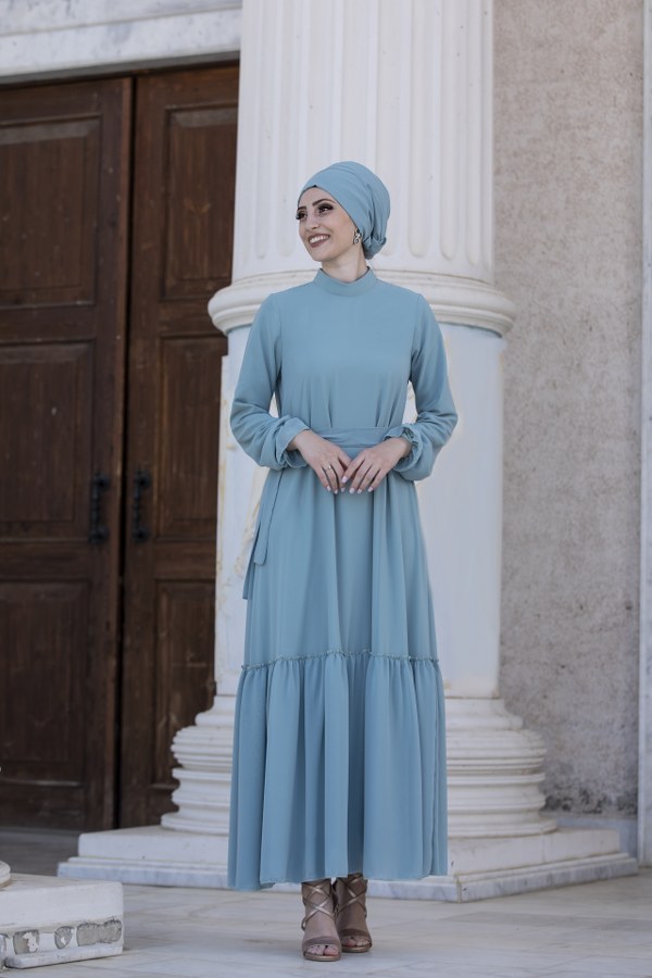 Şifon Arya Elbise Mint Şifon Arya Elbise Mint