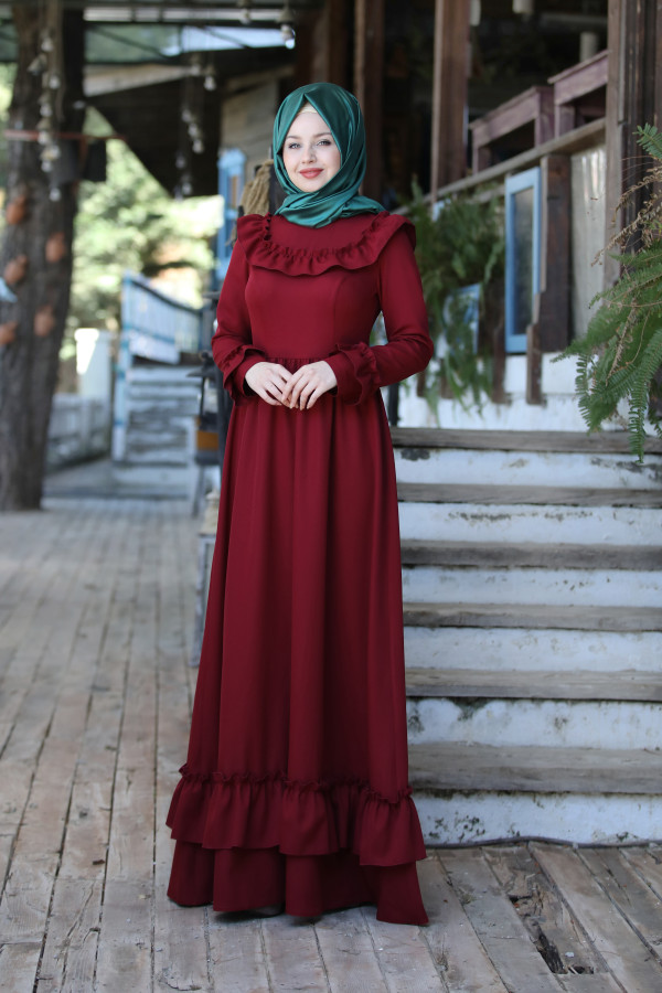 Elfida Elbise Bordo