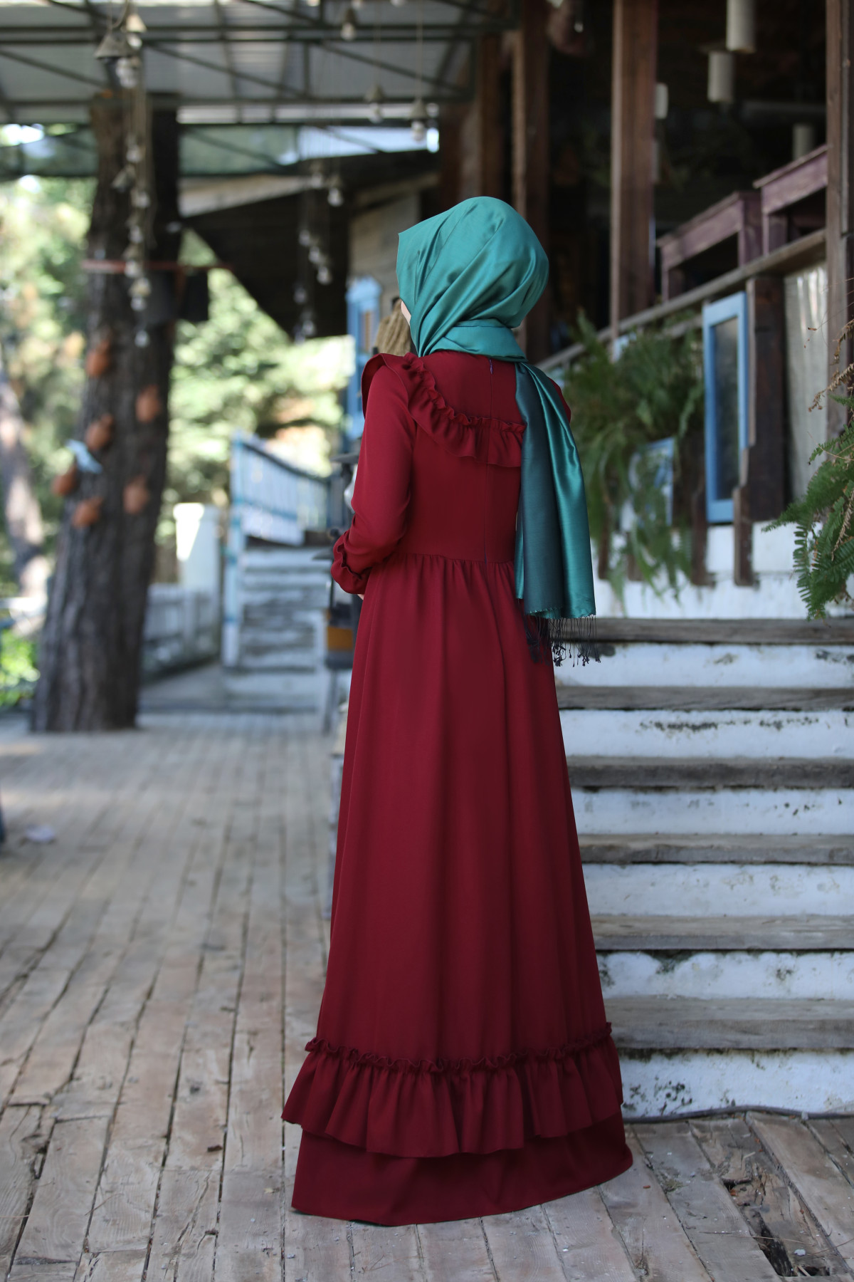 Elfida Elbise Bordo