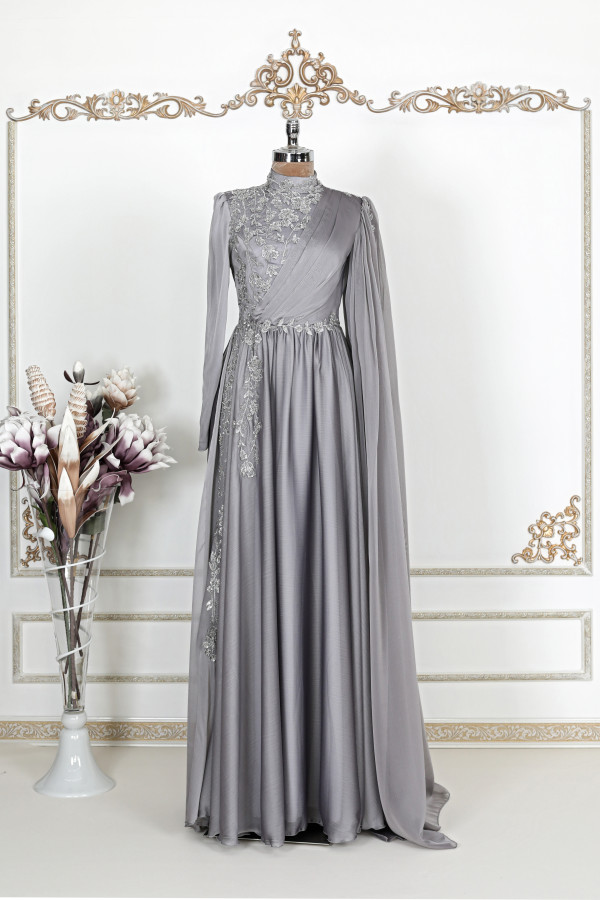 Hayal Chiffon Dress - Grey
