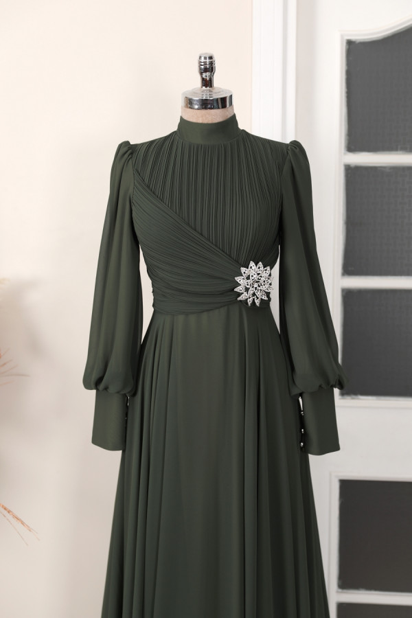 Valeria Evening Dress - Khaki