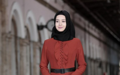 Kiremit Rengi Tesettür Elbise