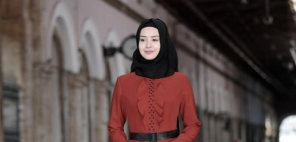 Kiremit Rengi Tesettür Elbise