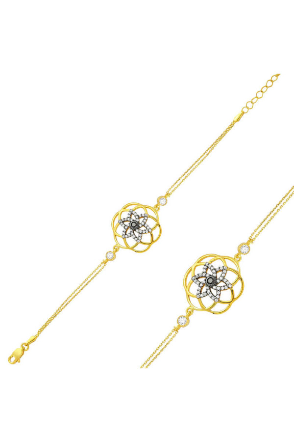 Gümüş Gold Sarı Yaşam Çiçeği Bayan Bileklik