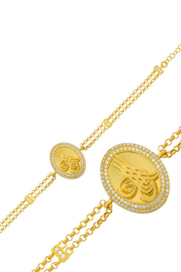 Gümüş Gold Tuğralı Bayan Bileklik