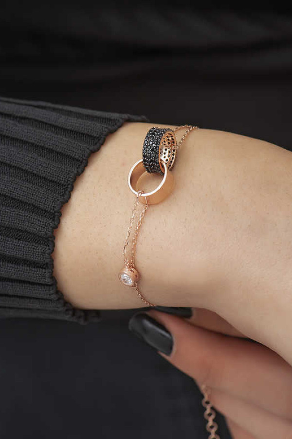 Gümüş Rose İç İçe Geçmiş Halka Bileklik