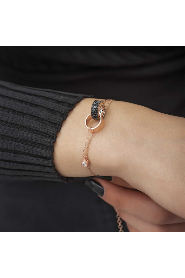 Gümüş Rose İç İçe Geçmiş Halka Bileklik