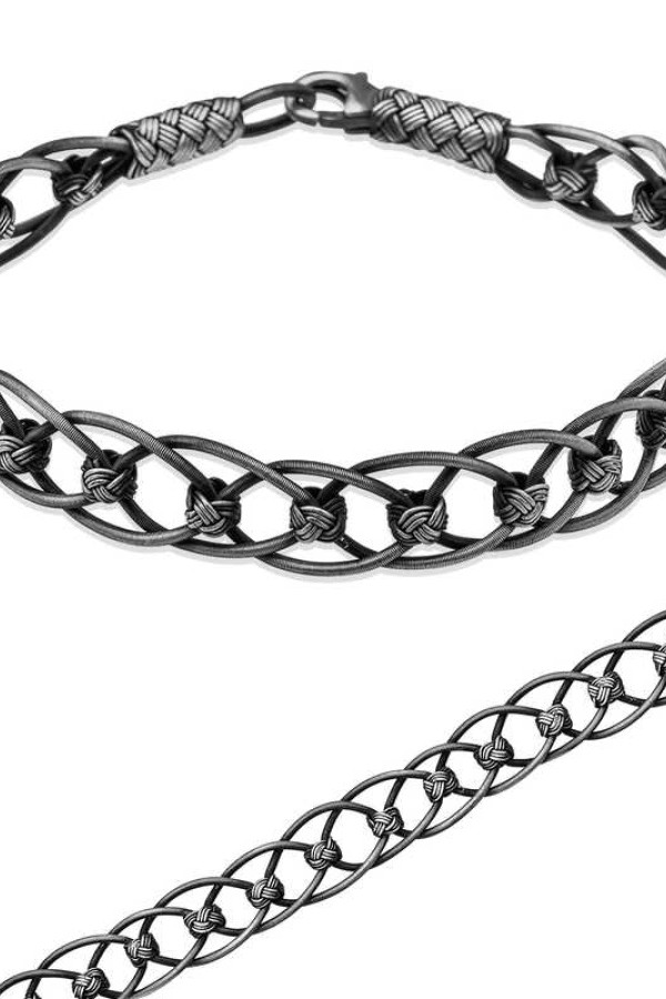 ​Gümüş Toplu El Sarması Kazaziye Unisex Bileklik
