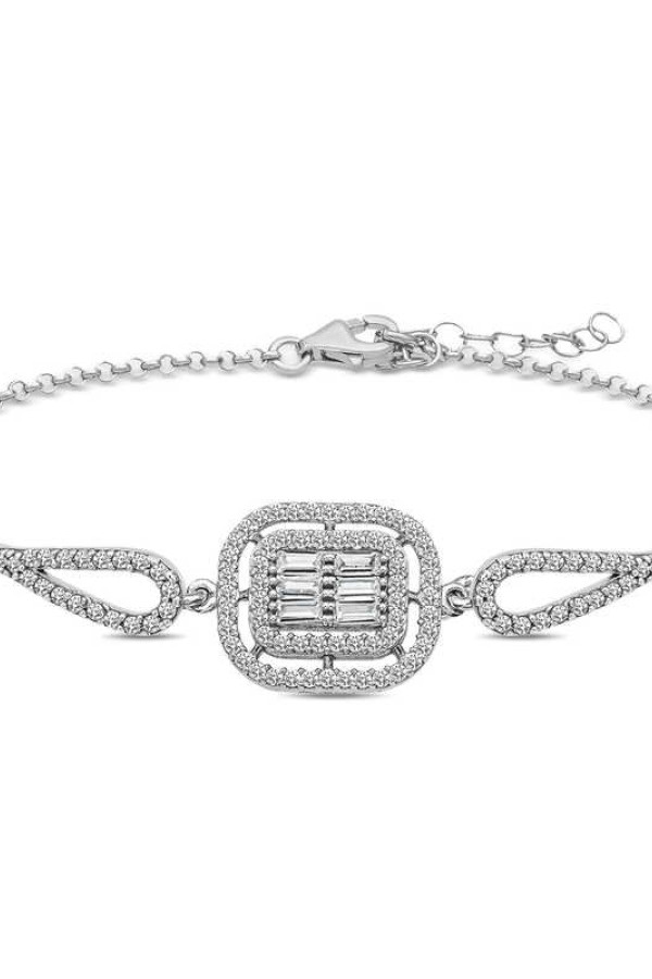 ​Gümüş Baget Taşlı Bileklik