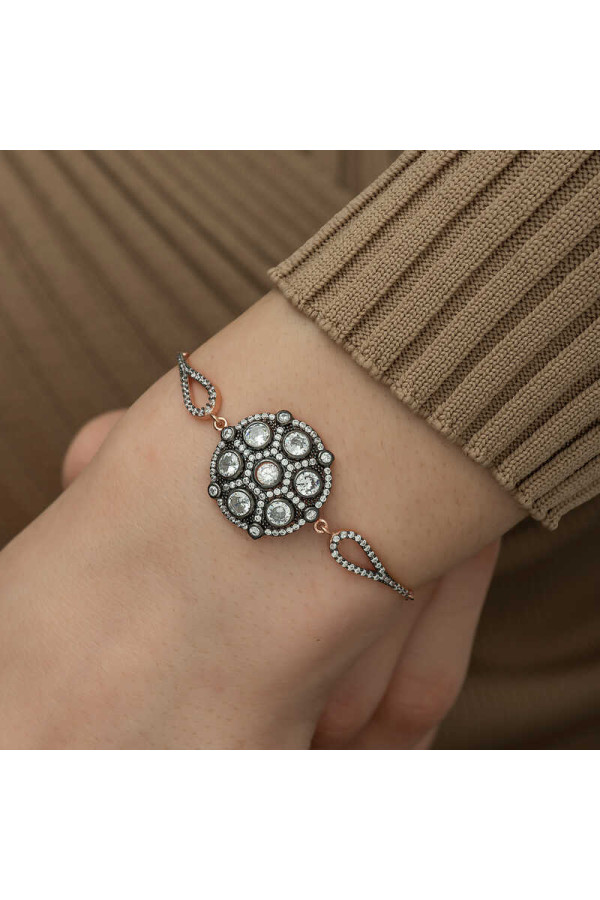 Gümüş Rose Elmas Montür Bileklik