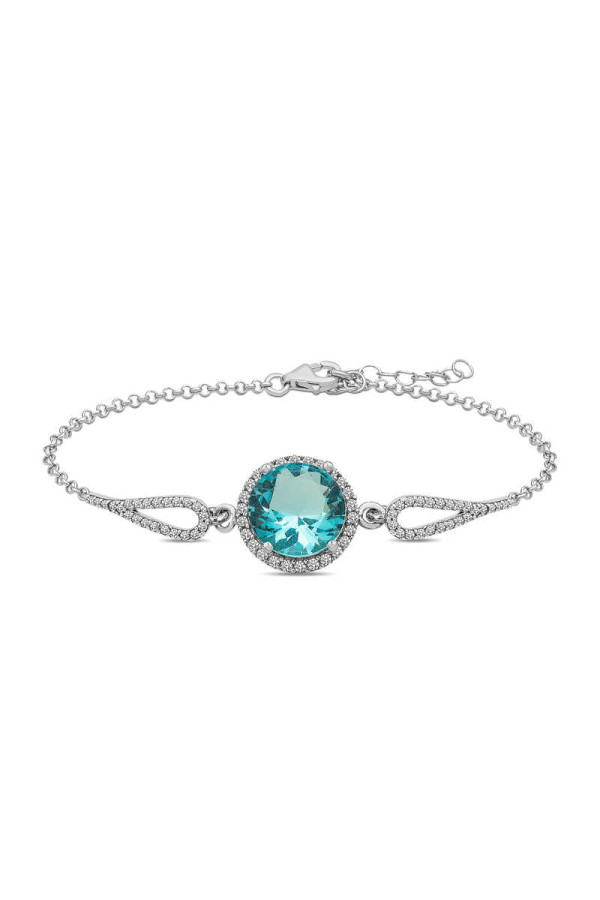 Gümüş Aquamarine Bayan Bileklik